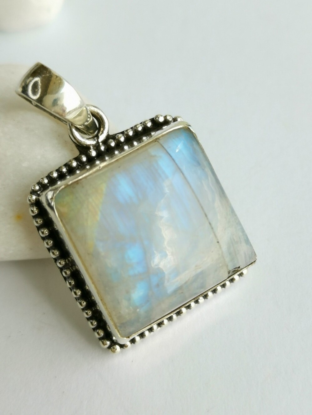 Vintage Rainbow  Moonstone  sterling silver pendant Only 🆕